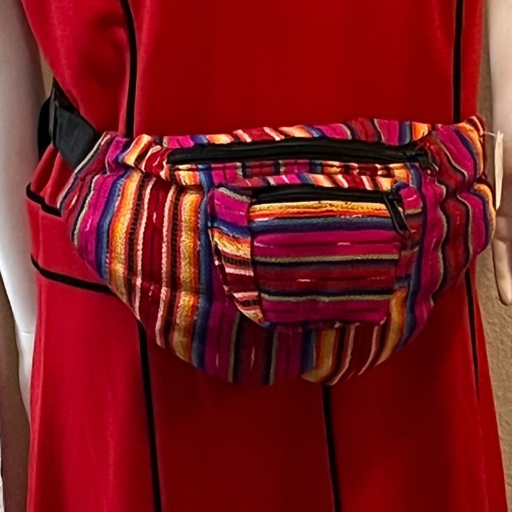 Hand-woven, South American ,Large 3- Zipper Fanny Pack